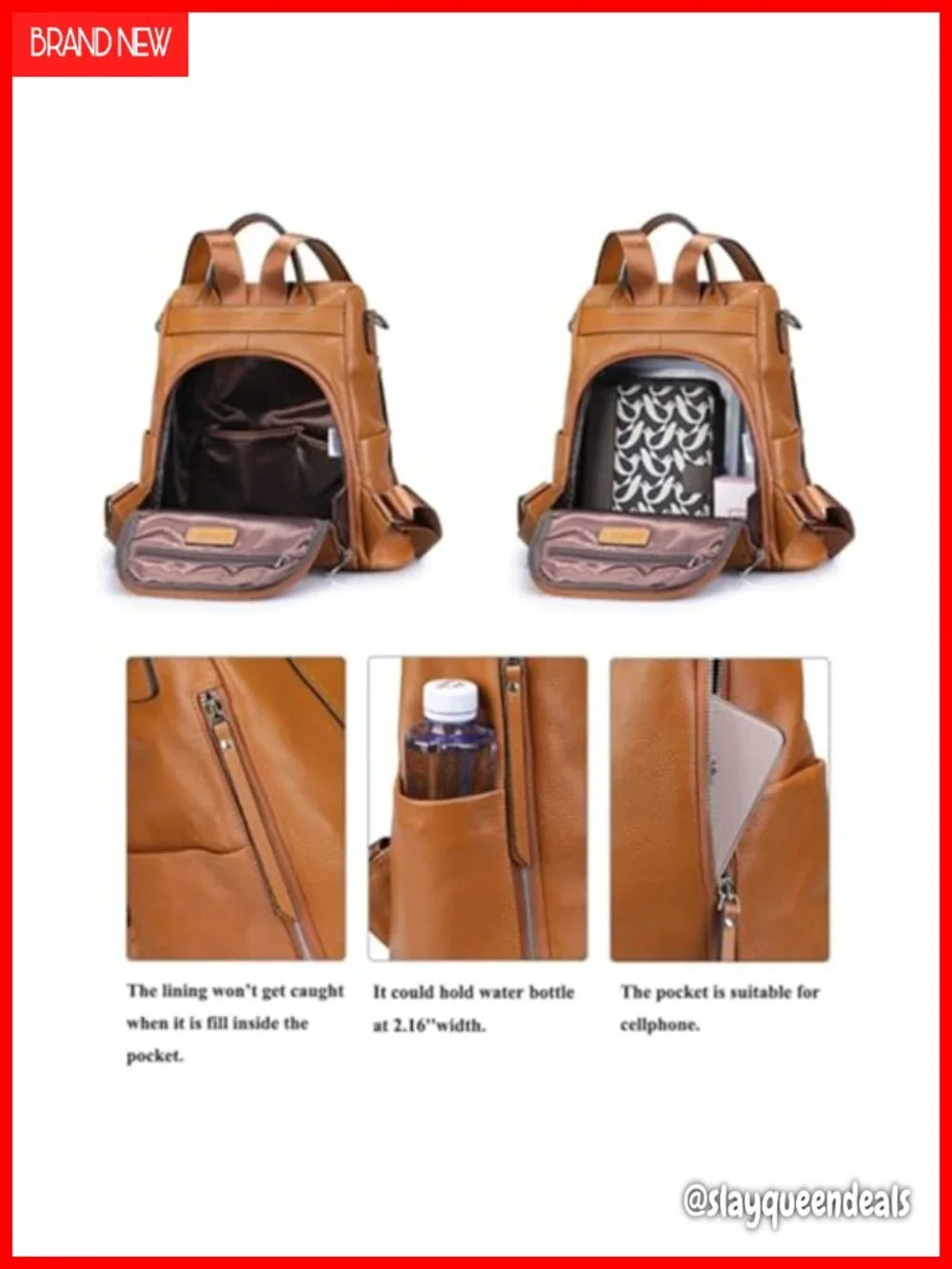 Genuine Leather Women's Backpack Purse Anti-Theft Rucksack Convertible Shoulder